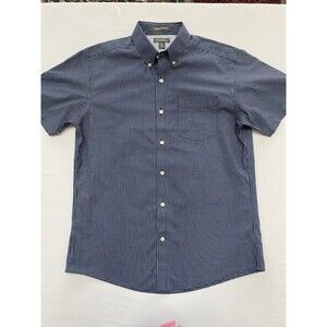 Eddie Bauer Men's M Blue Check Short Sleeve Button Down Shirt Wrinkle Free